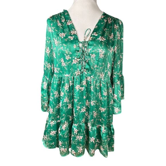 Sabina Musayev Women's Hayden Floral Mini Dress Green V-Neck Party Size S - Picture 4 of 13